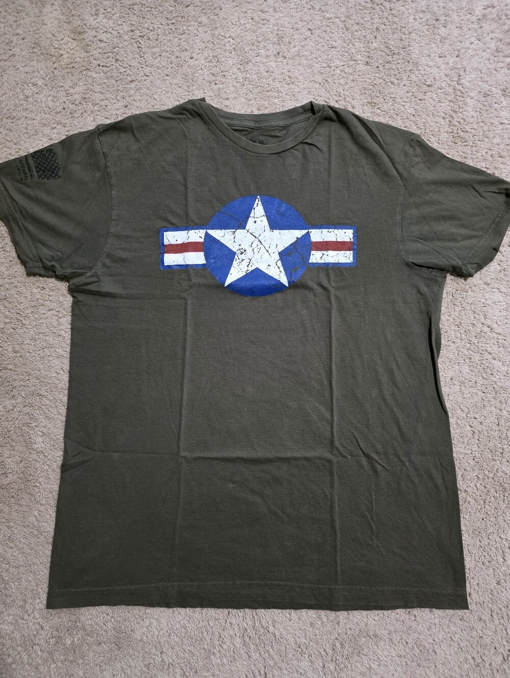American Spartan Apparel Distressed Army Style Graphic Tee - Large - Picture 3 of 8